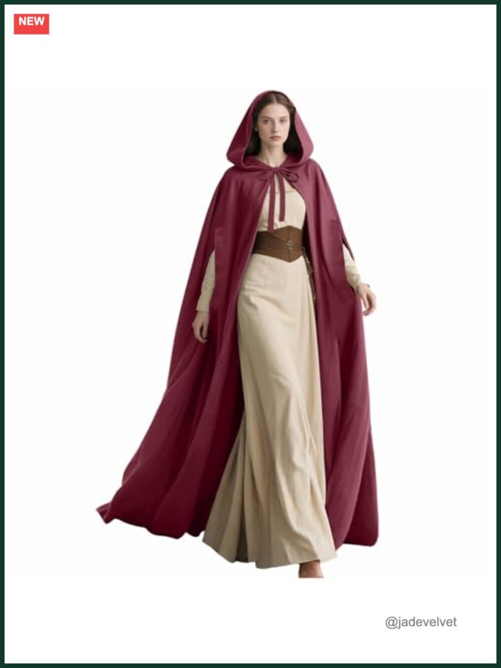 Medieval Hooded Cloak Renaissance Cape with Split Sleeves